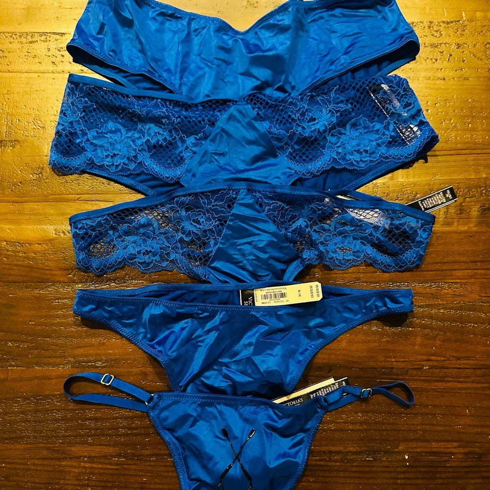 Victoria's Secret Royal Blue Satin & Lace Panty Bundle 💙